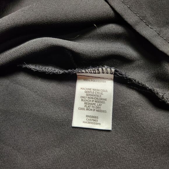 Halogen Black Flowy and Chic Tie Front V Neck Button Down Blouse Top Size XL - Picture 10 of 11